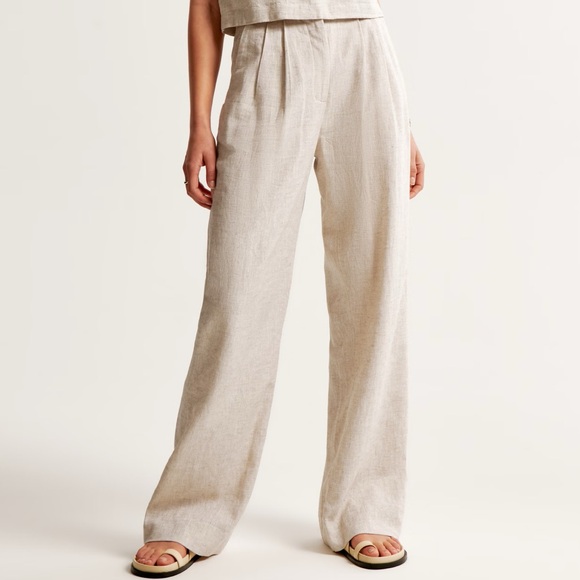 Abercrombie & Fitch Sloane Tailored Linen Blend Wide Leg Pants Women’s Size 31 - Picture 2 of 15